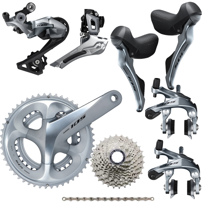 Shimano 105 R7000 Gruppe 11 X 2 Fach Komplett Silber