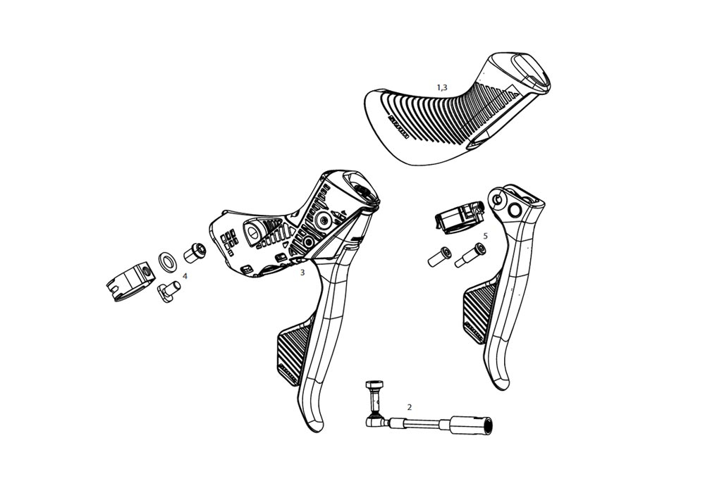 Sram Rival ETap AXS HRD Disc Schaltbremshebel Ersatzteil | Schaltbremshebel Links Nr 1 + 3