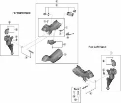 Shimano 105 ST-R7000 Schalt-Bremshebel Ersatzteil | Brems-Schaltgriff Links Schwarz Nr 1